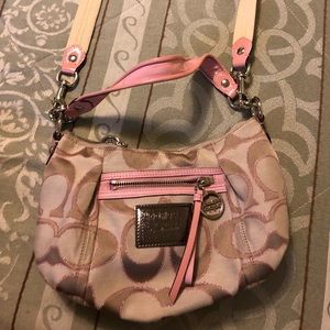 Pink and tan coach crossbody or shoulder purse
